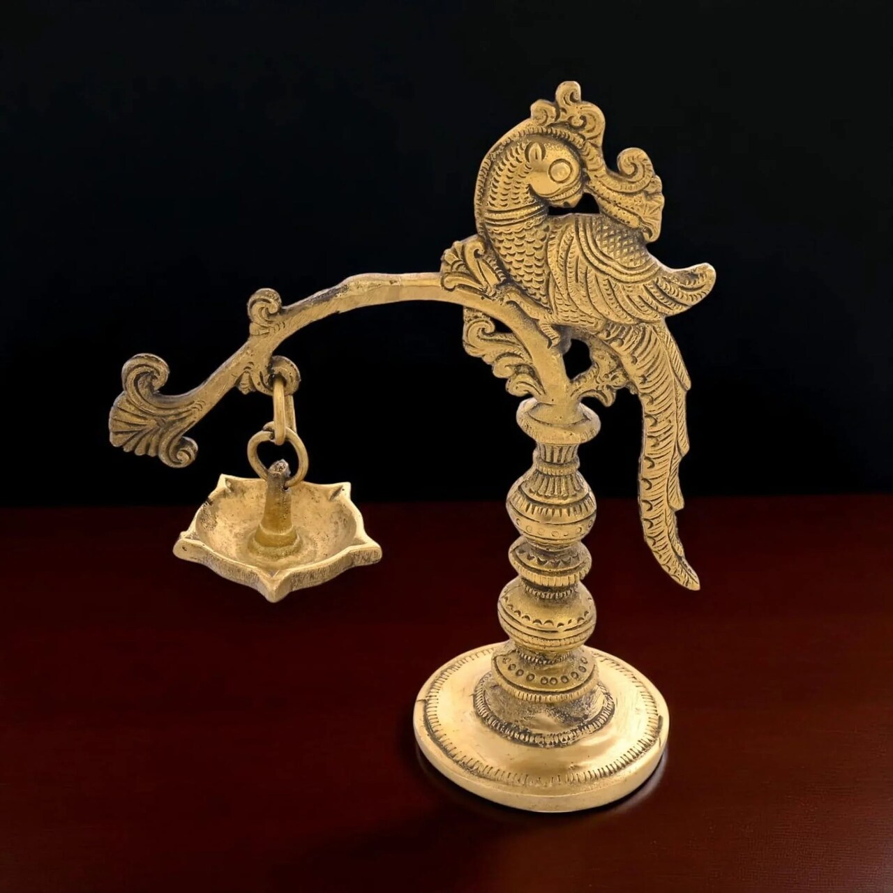 Brass Annam Oil Lamp Diya Peacock Samai Deepak Lamp Kerala Traditional Kutthu Vilakku Panchmahal Deepam for Home Temple Mandir Office Diwali Decoration - Deepawali Housewarming Return Gift